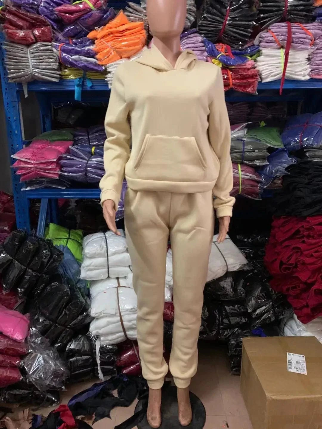 Women Fall Winter Clothing Hoodie Jogging Suit Plain Lounge Sweat Suits Set Tracksuit Custom Logo Label