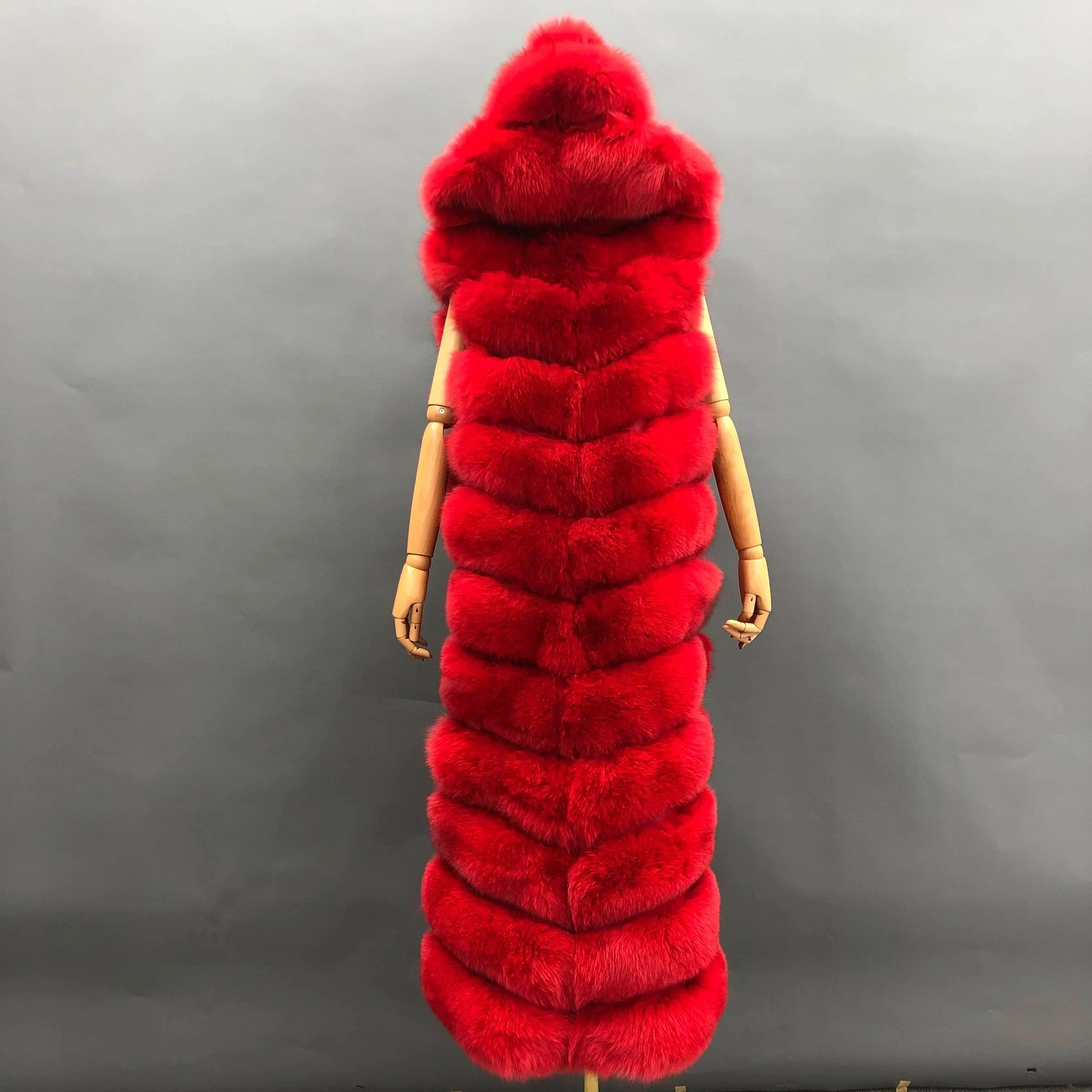 Women Fashion Comfortable Luxury Fox Fur Vest Long Loose Plus Size Ladies Hooded Plush Genuine Fox Fur Waistcoats