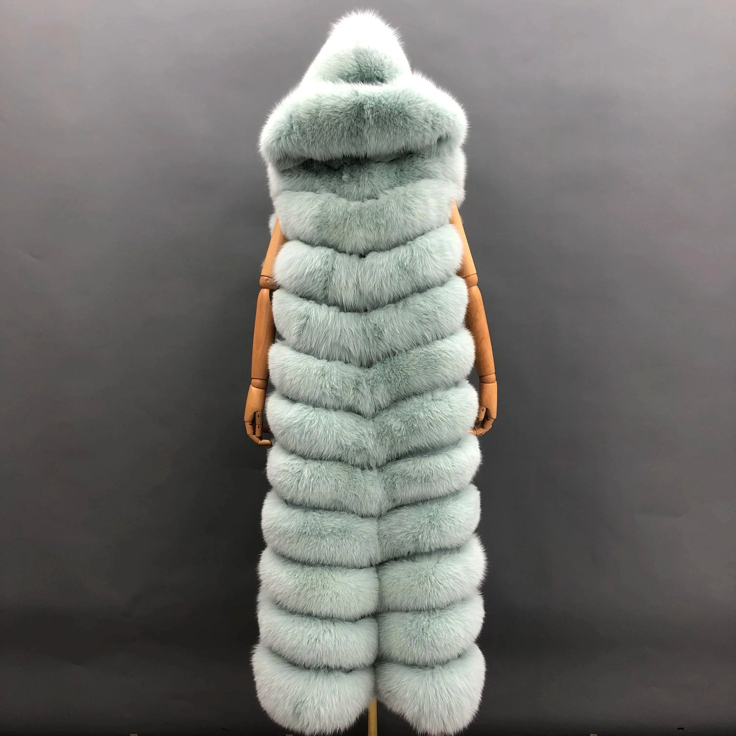 Women Fashion Comfortable Luxury Fox Fur Vest Long Loose Plus Size Ladies Hooded Plush Genuine Fox Fur Waistcoats