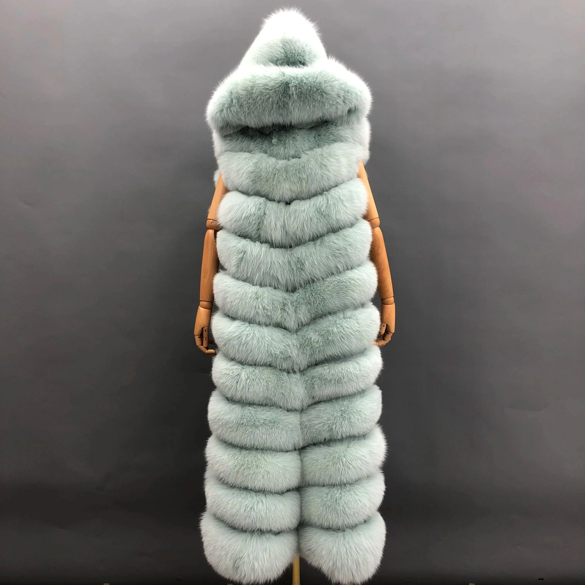Women Fashion Comfortable Luxury Fox Fur Vest Long Loose Plus Size Ladies Hooded Plush Genuine Fox Fur Waistcoats