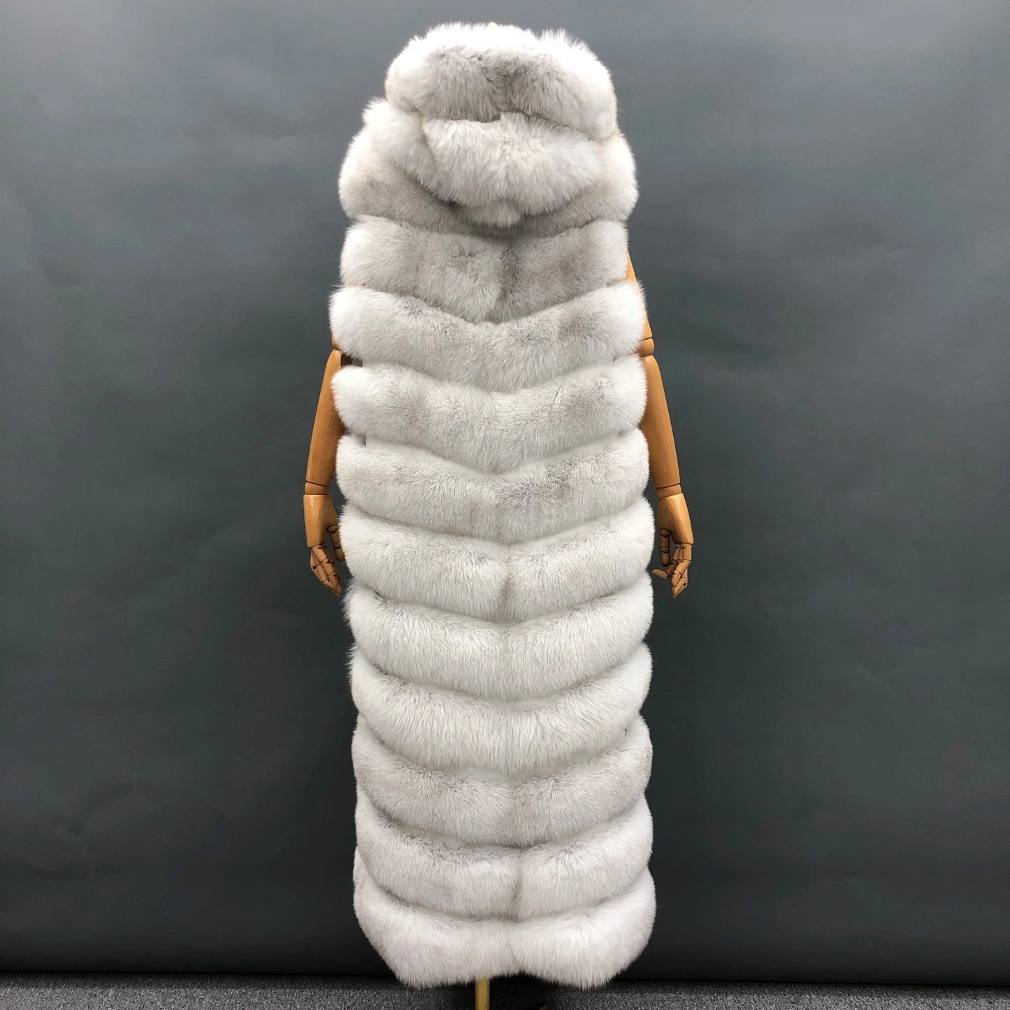 Women Fashion Comfortable Luxury Fox Fur Vest Long Loose Plus Size Ladies Hooded Plush Genuine Fox Fur Waistcoats