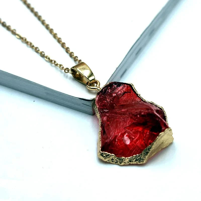 Women Fashion Natural Crystal Necklace Color Plating Gilt Edge Earrings Pendant Purple Agate Slice Cerulean Pendant DIY Jewelry