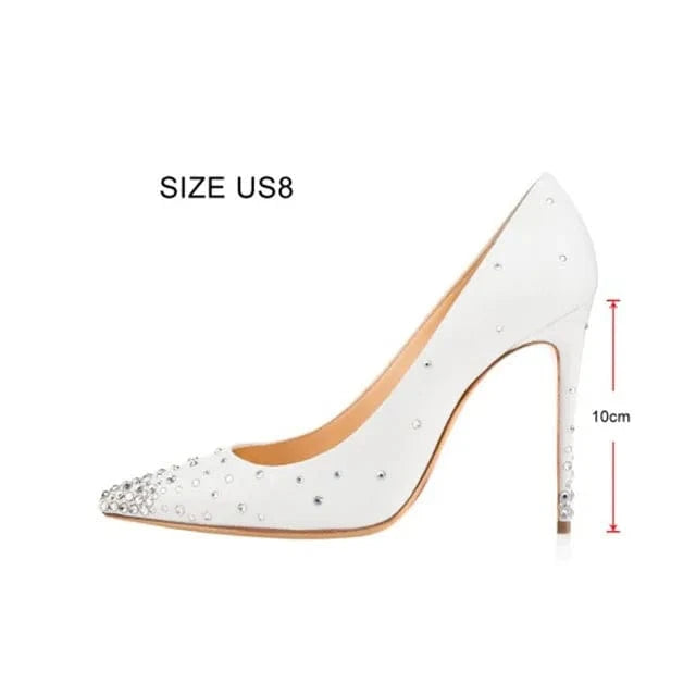 women fashion suede pointed toe rivet studied high heel pumps stiletto slip on for wedding party