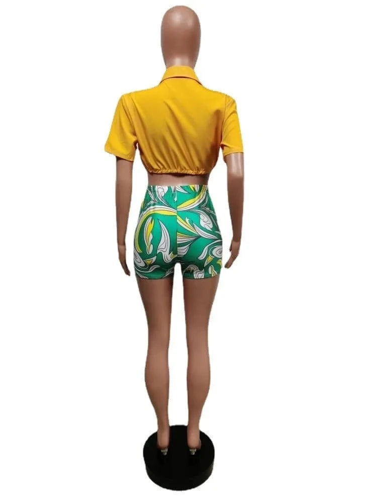 Women Going Out Outfits Summer 2 Piece Set Women Shorts Set Shirt Top and Shorts Set Summer Crop Top 2 Piece Women