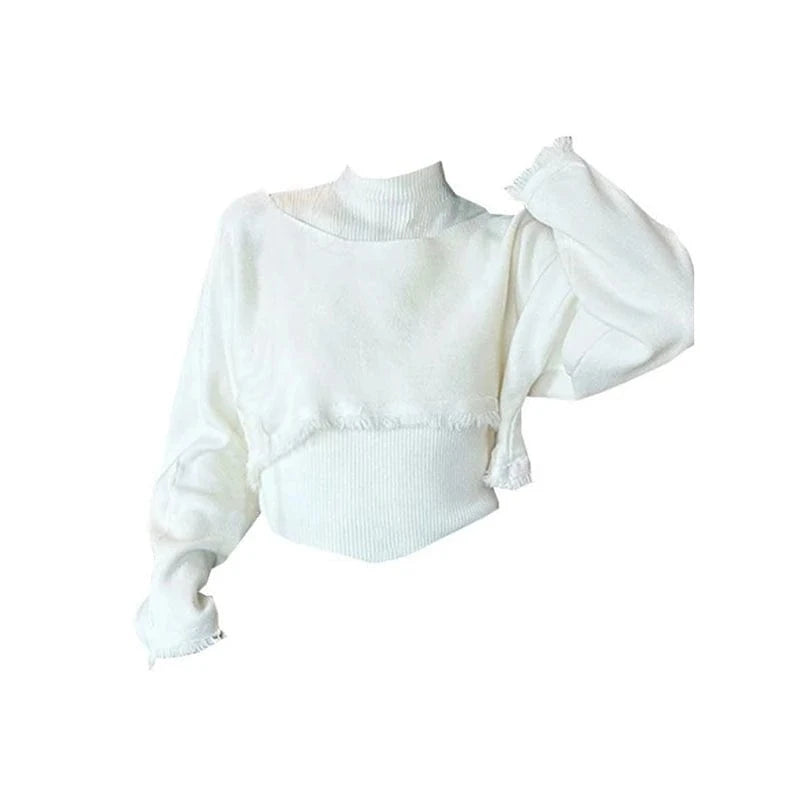 Women Green Pullover Knitted Sweater Harajuku Y2k Long Sleeves O-Neck Sweater Jumper Vintage 2000s 90s Aesthetic Clothes Autumn