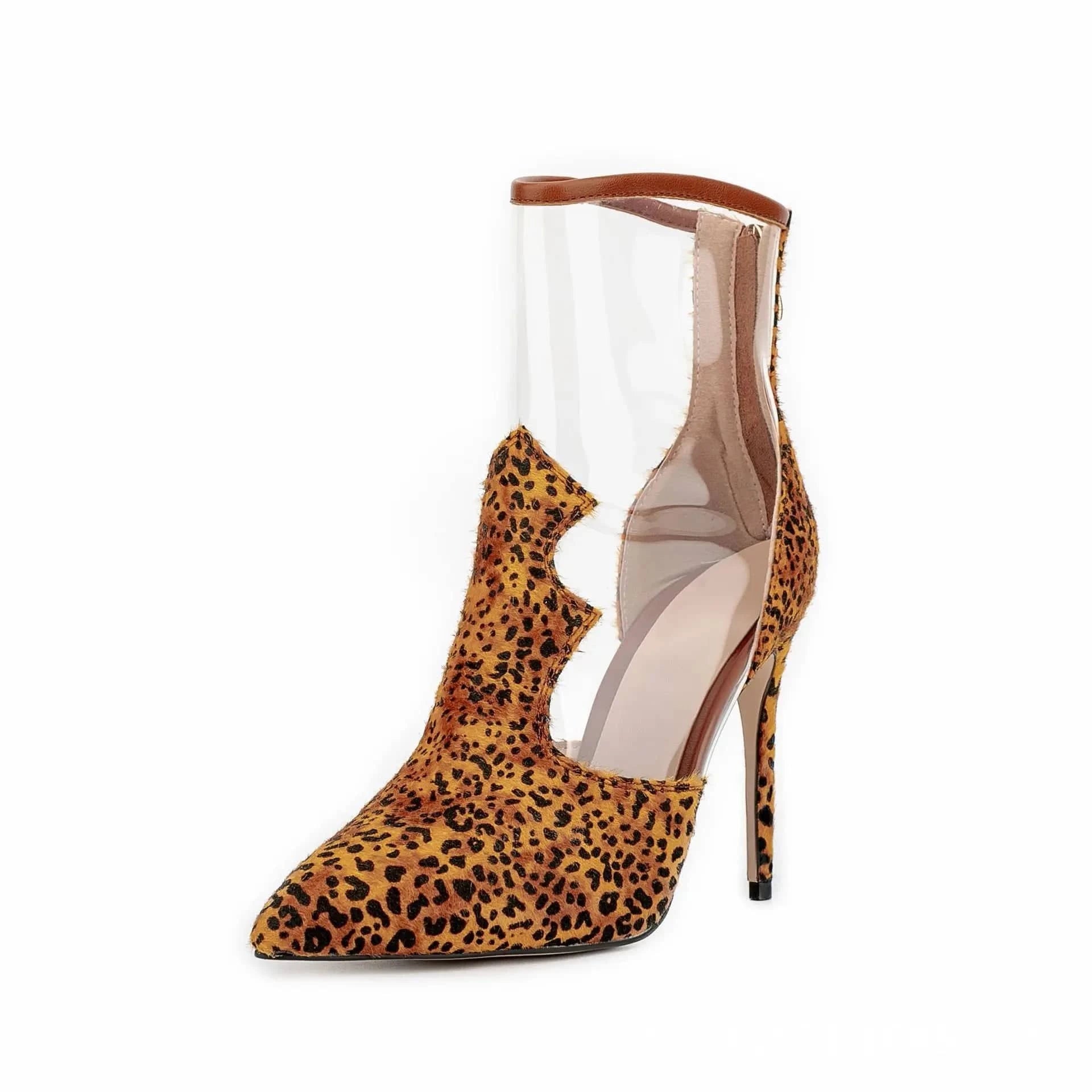 Women High Heel Boots Horse Hair PVC Sequined Pointed Stiletto Boots Women Fashion High Heel Sexy Booties