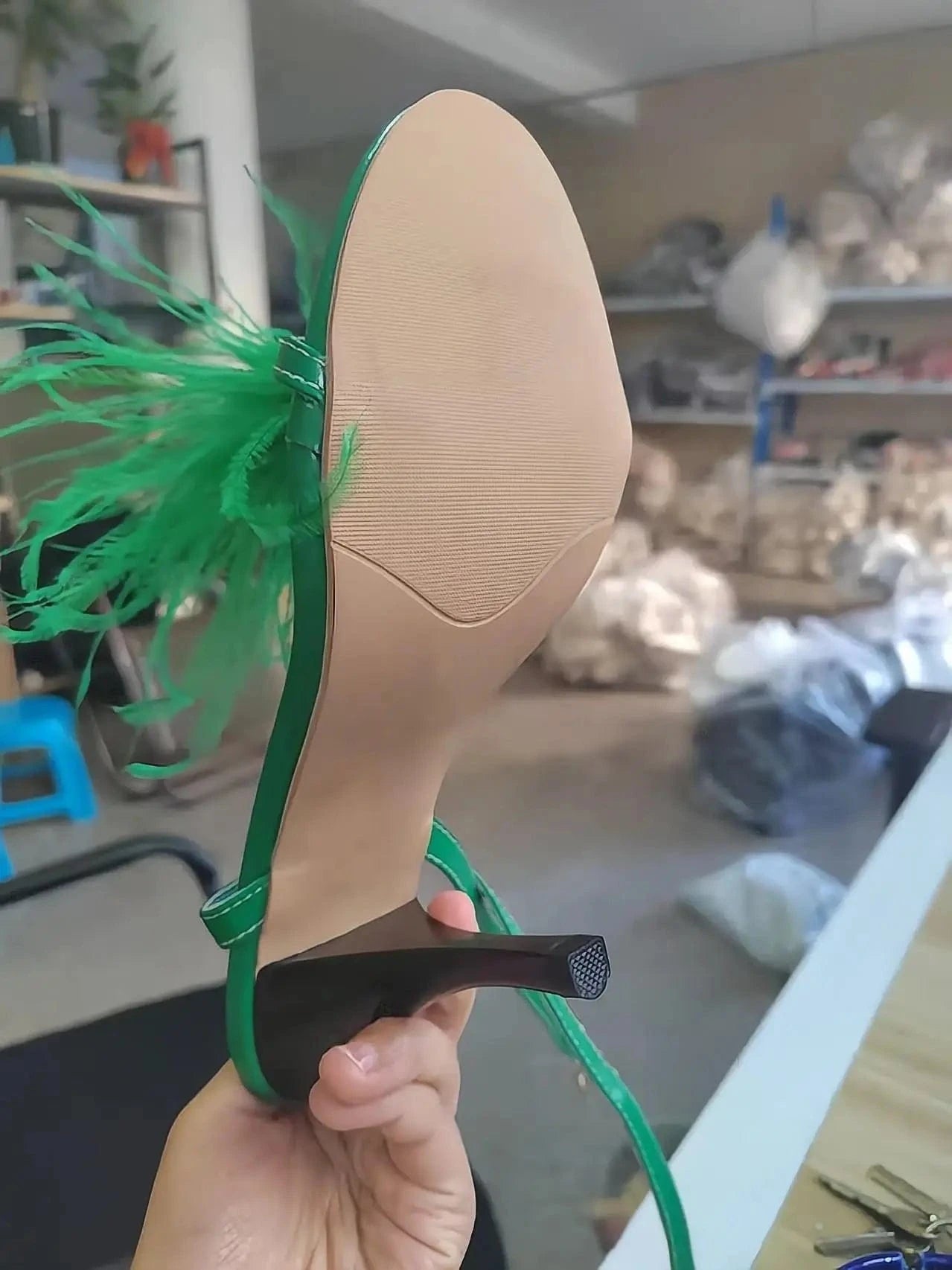 Women High Heels  Custom Feather Sandals Special Designer Sexy Sandals Custom Party High Heels Summer Sandals 10%