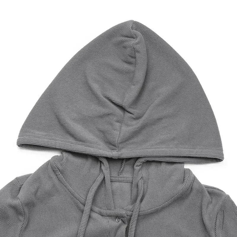 Women Hooded Bodysuit Romper Top Long Sleeve Slim Skinny Solid Color Fashion Sexy Teddy Rompers