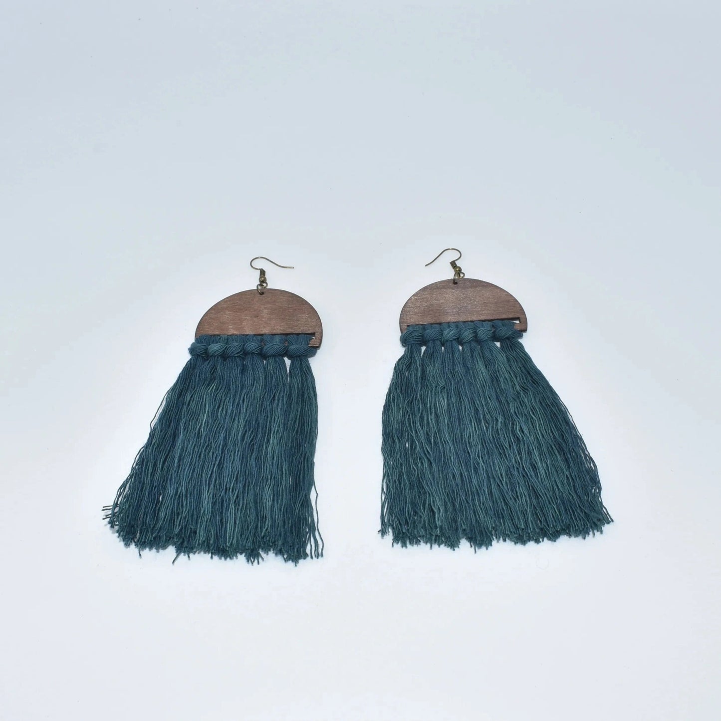 Women Jewelry Tassel Macrame Earrings Fringe Wooden Custom DIY Fashion Teardrop Handmade Cotton Metal Zinc Alloy Opp Bag Heart