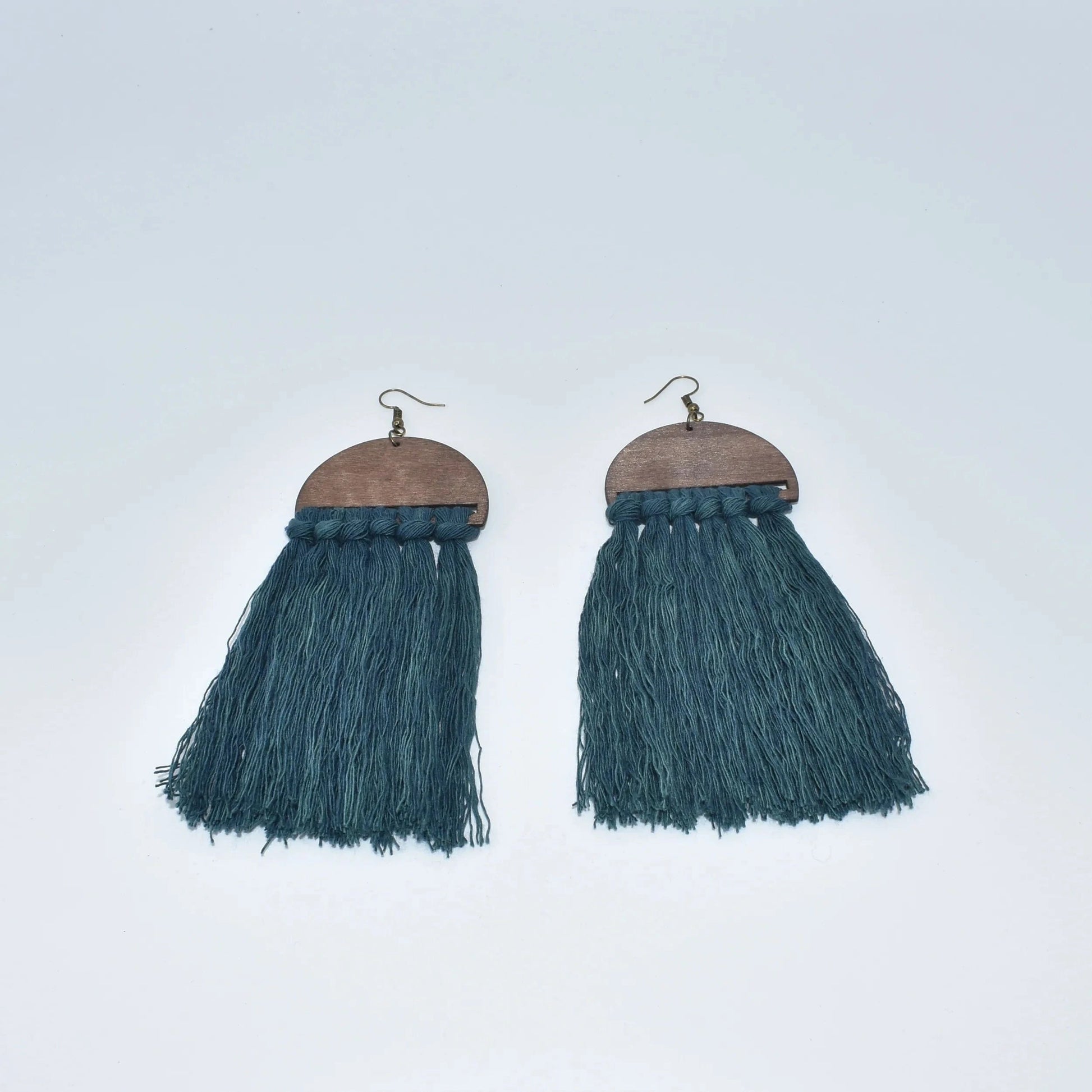 Women Jewelry Tassel Macrame Earrings Fringe Wooden Custom DIY Fashion Teardrop Handmade Cotton Metal Zinc Alloy Opp Bag Heart