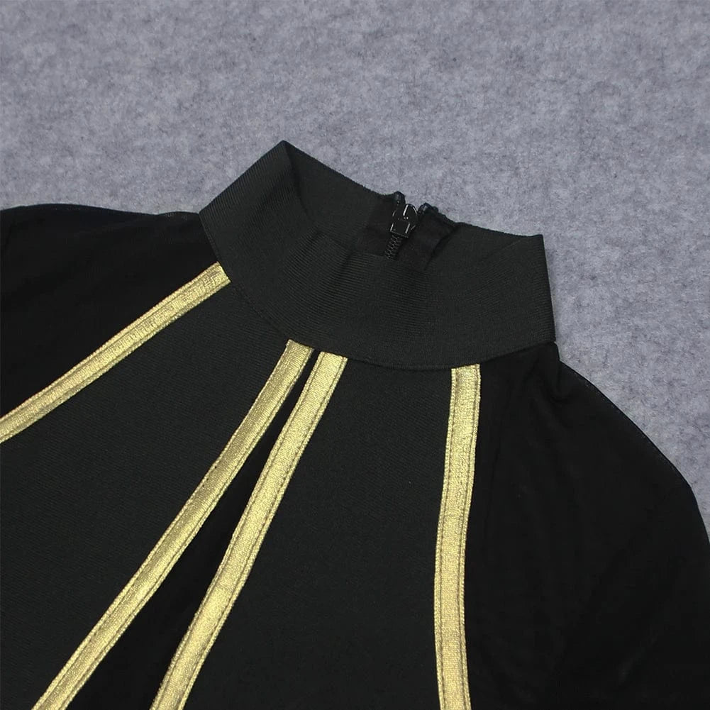 Women Long Sleeve Dress Black Color Evening Party Bodycon Dress