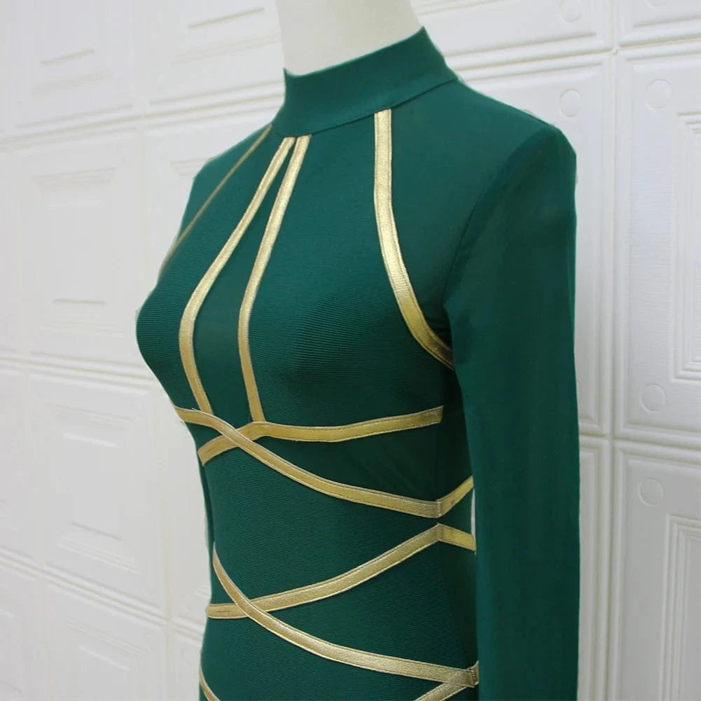 Women Long Sleeve Dress Black Color Evening Party Bodycon Dress