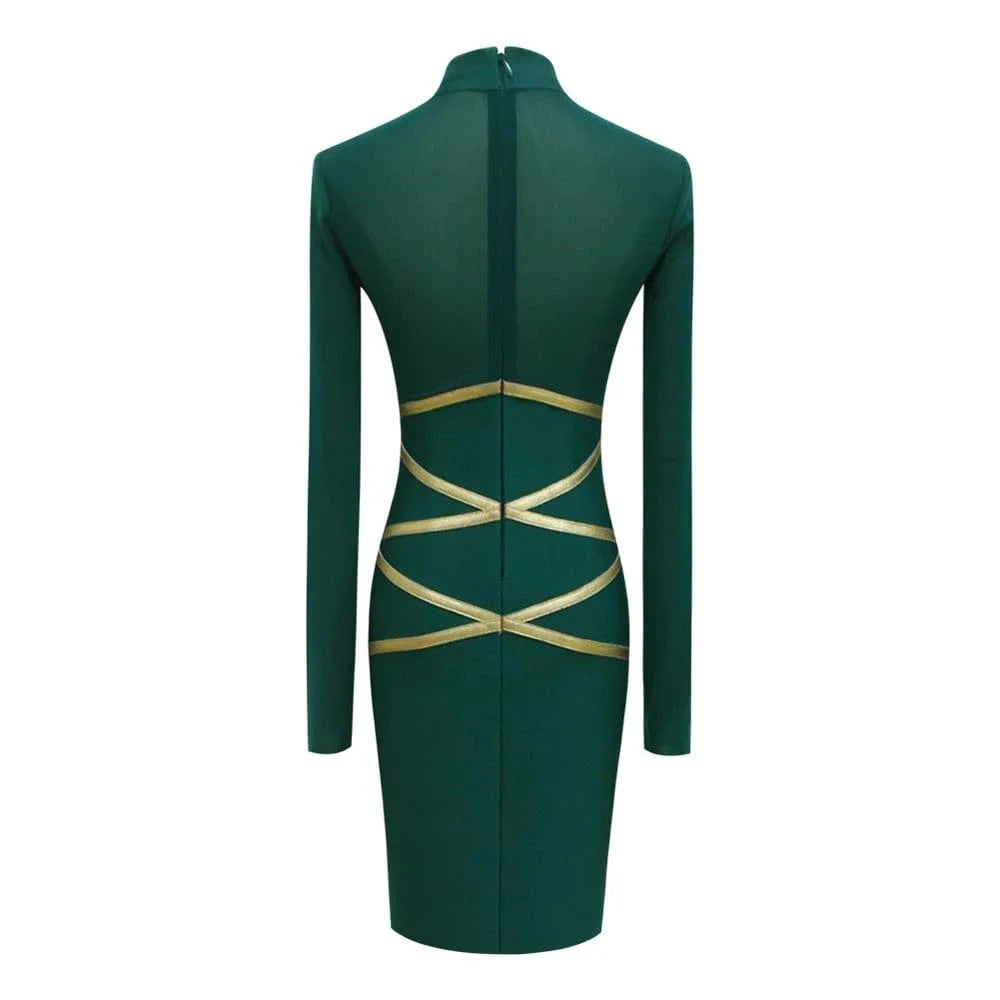 Women Long Sleeve Dress Black Color Evening Party Bodycon Dress