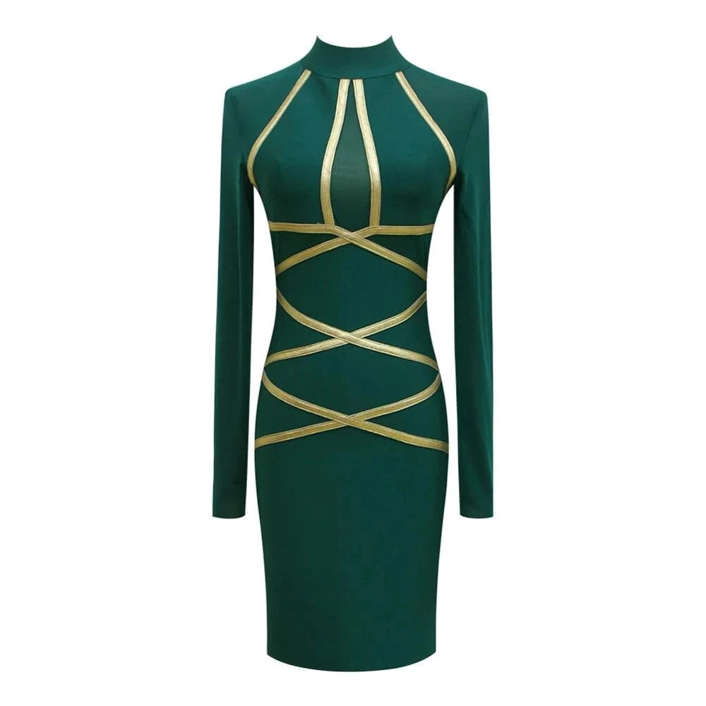 Women Long Sleeve Dress Black Color Evening Party Bodycon Dress