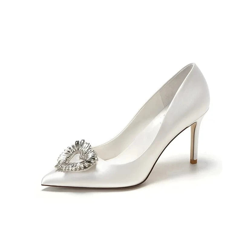 Women New Autumn High Heel Pumps Female Pointed-toe Love Buckle Stilettos Ladies Outside Wedding Bridal Sandals