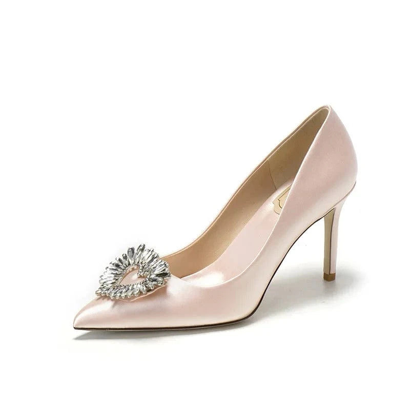 Women New Autumn High Heel Pumps Female Pointed-toe Love Buckle Stilettos Ladies Outside Wedding Bridal Sandals