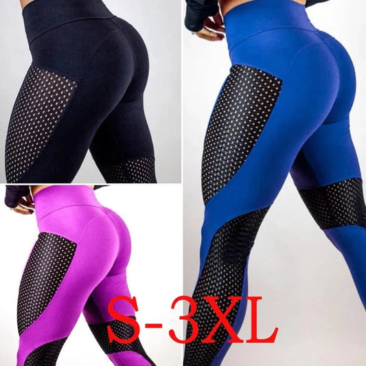 Women New Quick-Dry Mesh Yoga Pants S-3XL Sports Fitness Running Yoga Pants Gym Pants Leggings