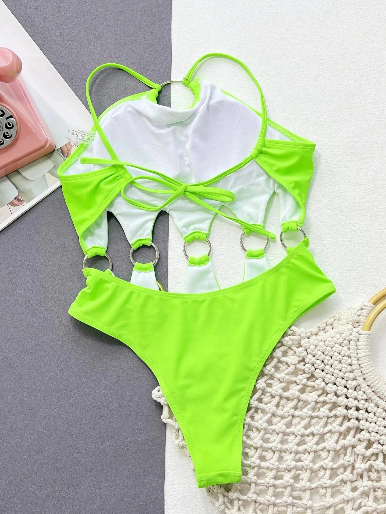 Women One Piece Swimsuits O Ring Red Strappy Monokini 2023 Ring Link Swimwear Hollow Out Bathing Suit Sexy Biquini Beachwear