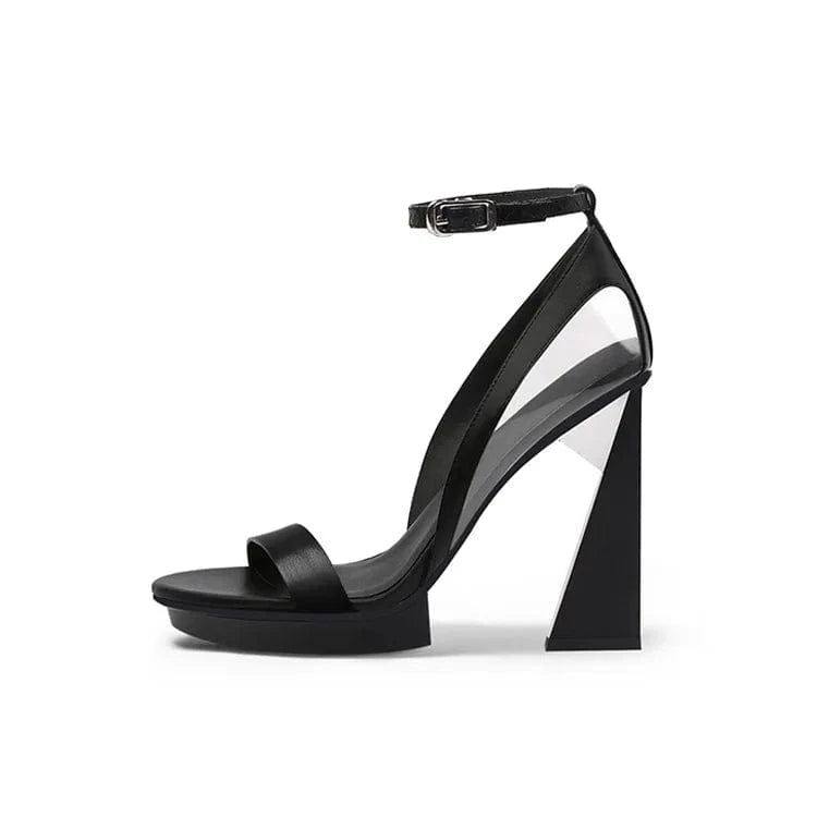 Women Platform Shoes Simple Round-toe Open-toe Mujer Shoes Hollow Out Ankle Strap Super High Heel Sandals Ladies Outdoor Sandals