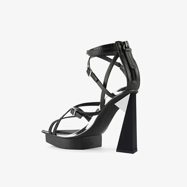 Women Platform Shoes Versatile Square-toe Open-toe Mujer Shoes Ankle Strap Zippers High Heel Sandals For Ladies Dating Sandalias