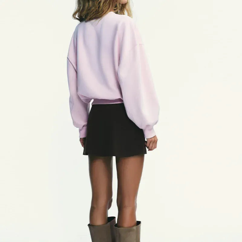 Women Round Neck Short Hoodie Pants Set Solid Color Casual Cozy Sportswear Set Top Trousers Two-piece Set Autumn New Streetwear