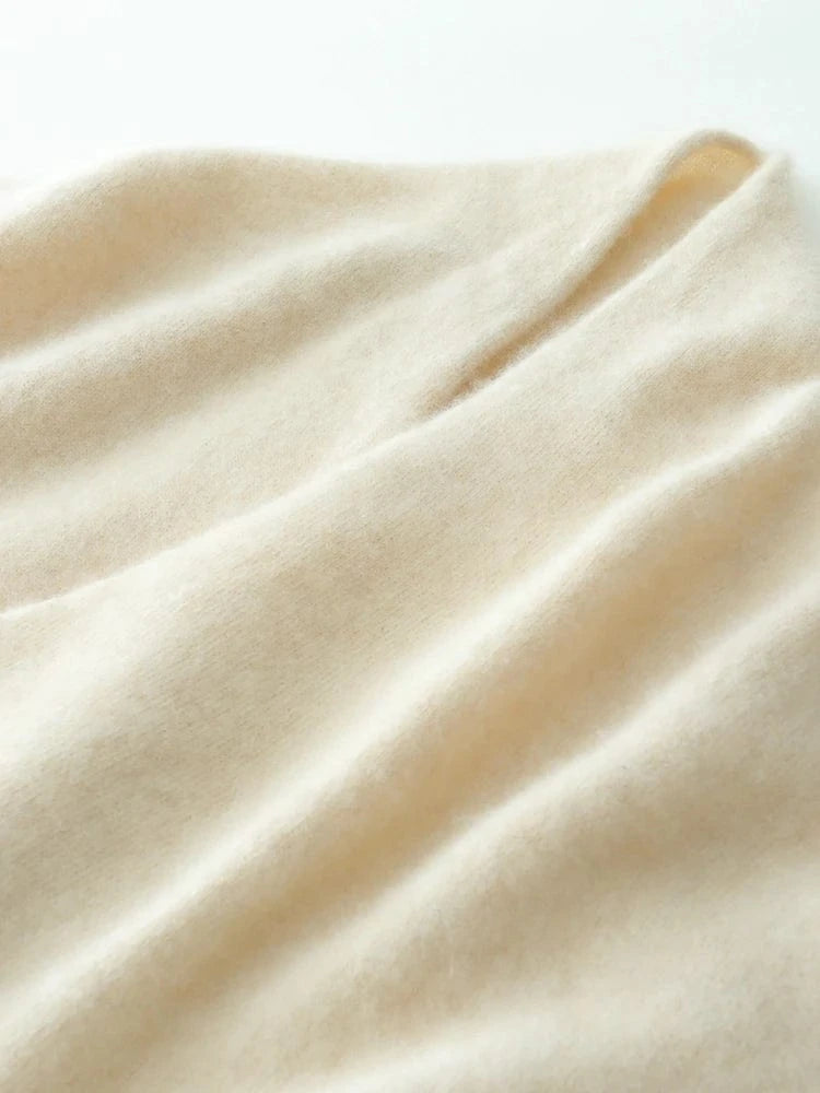 Women's 100% Cashmere Sweater Crossover Collar Pullover Office Lady Basic Grace Cashmere Knitwear Autumn Winter Tops