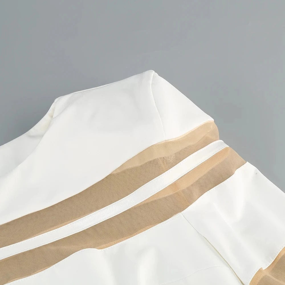 Women's 2025 Sexy Long Sleeve Mesh Ankle-Length Dress Celebrity Sheer Elegant Cut Out Details for Party Evening Club Vestido