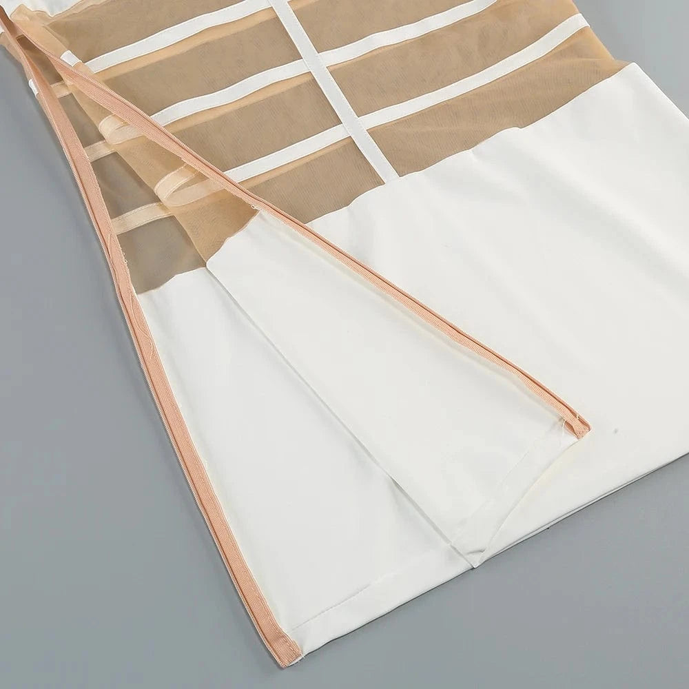 Women's 2025 Sexy Long Sleeve Mesh Ankle-Length Dress Celebrity Sheer Elegant Cut Out Details for Party Evening Club Vestido