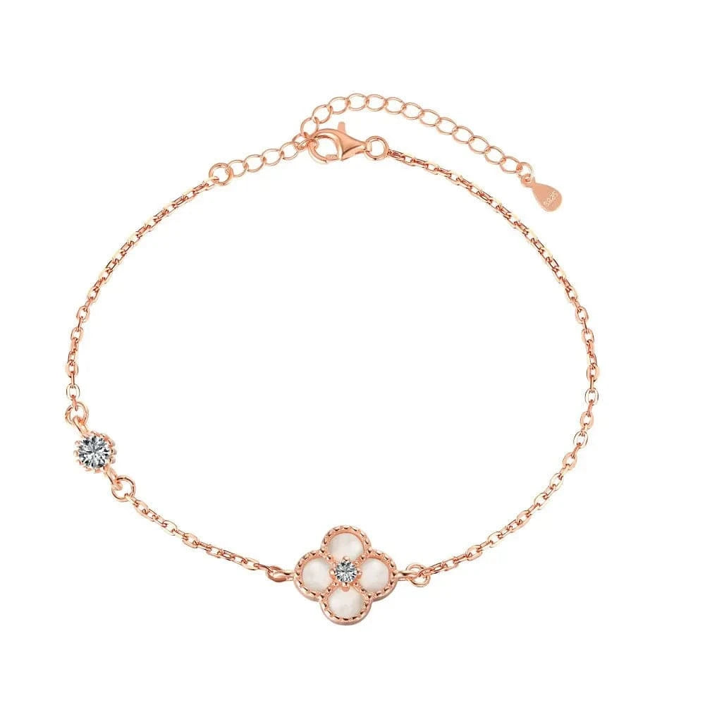 Women's Adjustable 925 Sterling Silver Four Leaf Clover Bracelet - Fine Jewelry, Best Friend Gift