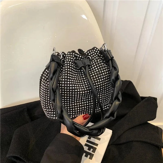 Women's bag 2024 bucket bags Female inlaid diamond bag Fashion dinner women luxury single shoulder designer Twist Strap handbags