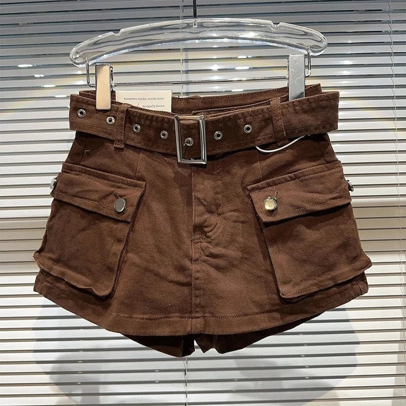 Women's Black Denim Cargo Shorts Fashion High Waist Ladies Streetwear Baggy Cowboy Shorts Jeans 2000s Y2k Harajuku 2000s Clothes