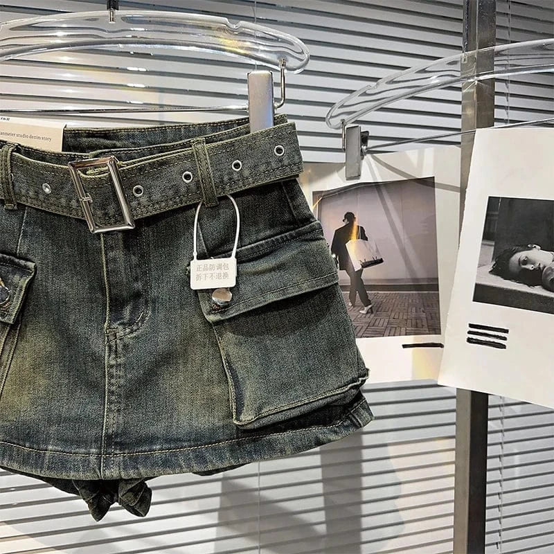 Women's Black Denim Cargo Shorts Fashion High Waist Ladies Streetwear Baggy Cowboy Shorts Jeans 2000s Y2k Harajuku 2000s Clothes