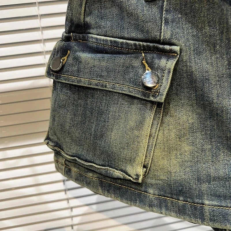 Women's Black Denim Cargo Shorts Fashion High Waist Ladies Streetwear Baggy Cowboy Shorts Jeans 2000s Y2k Harajuku 2000s Clothes