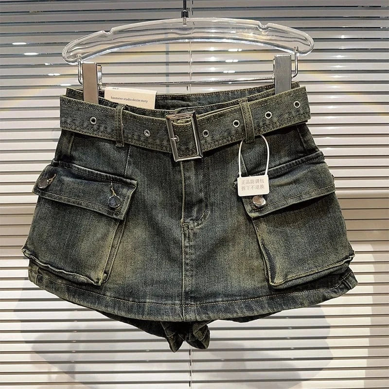Women's Black Denim Cargo Shorts Fashion High Waist Ladies Streetwear Baggy Cowboy Shorts Jeans 2000s Y2k Harajuku 2000s Clothes