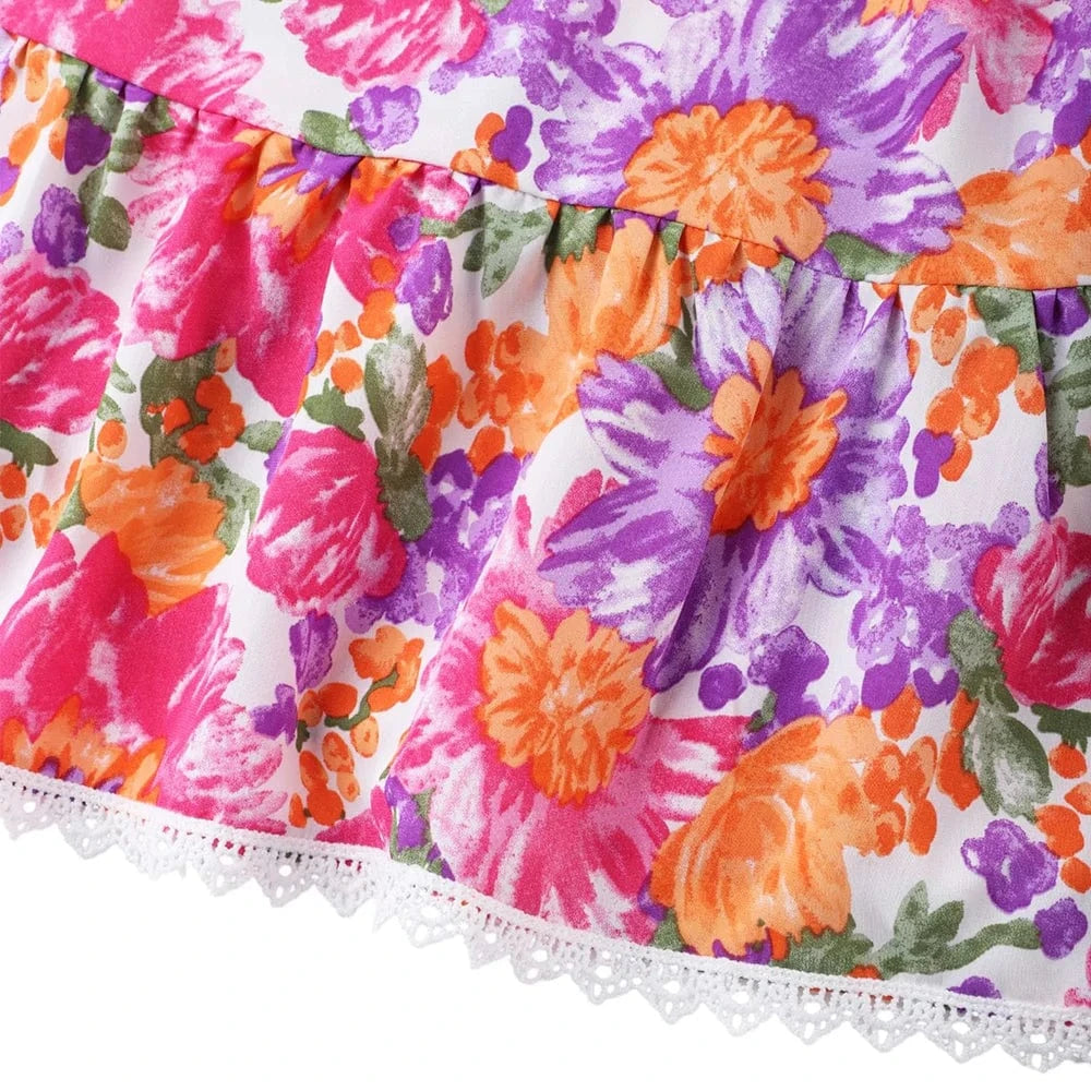 Women's Boho Floral Printed Strappy Skater Mini Dress Summer Ladies Casual Holiday Vacation Picnic Chic Sundress Size S-2XL