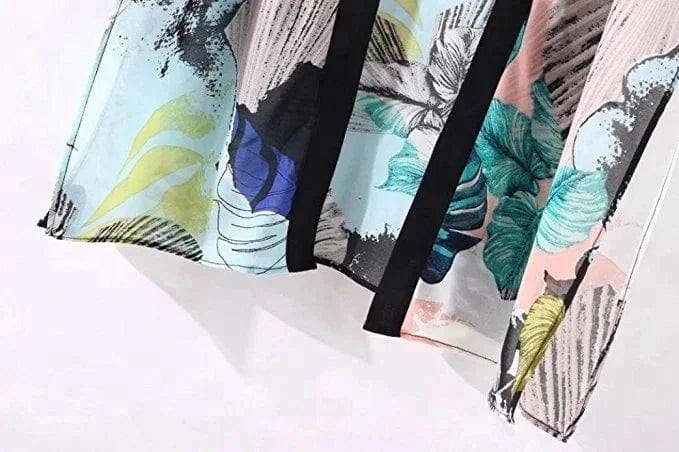 Women's Floral Chiffon Kimono Cardigan Blouse Beach Cover up Kimono