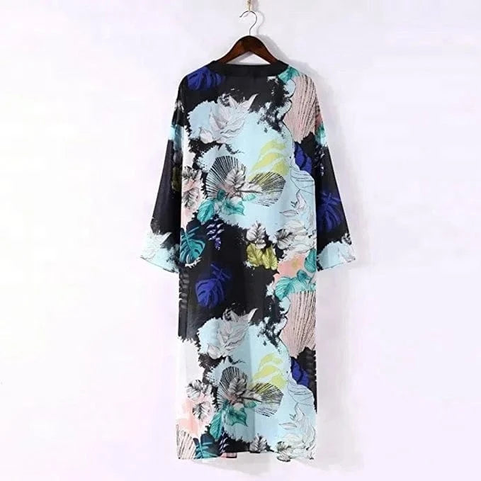 Women's Floral Chiffon Kimono Cardigan Blouse Beach Cover up Kimono