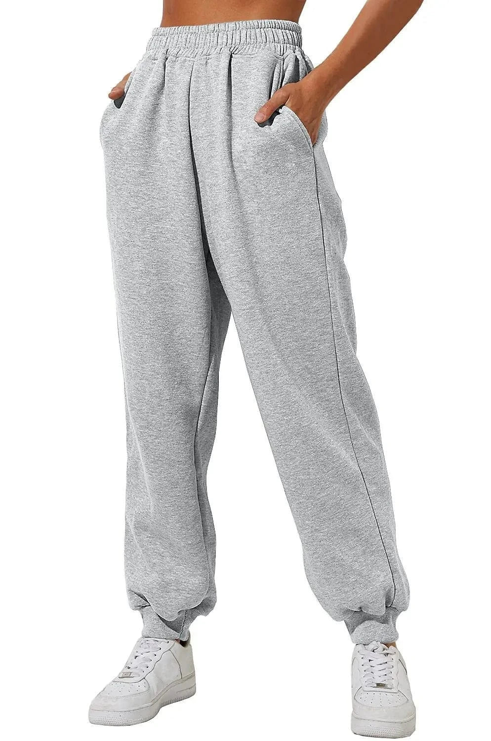Women's high waist loose sweatpants Comfortable high belt pocket jogging pants casual sweatpants