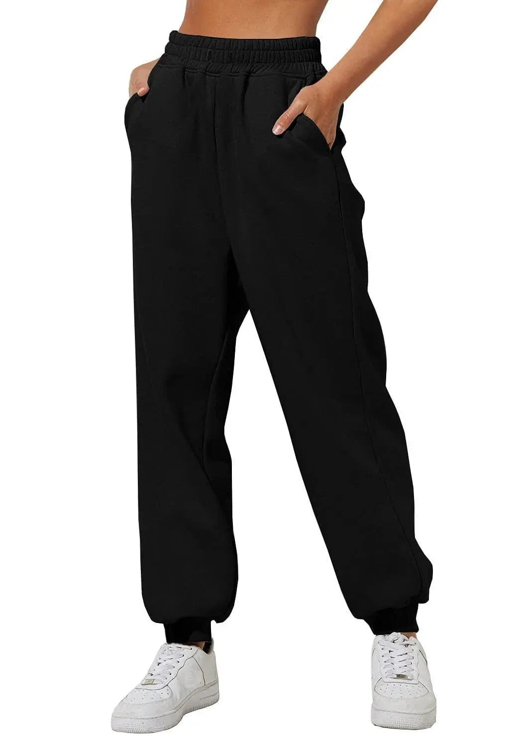 Women's high waist loose sweatpants Comfortable high belt pocket jogging pants casual sweatpants