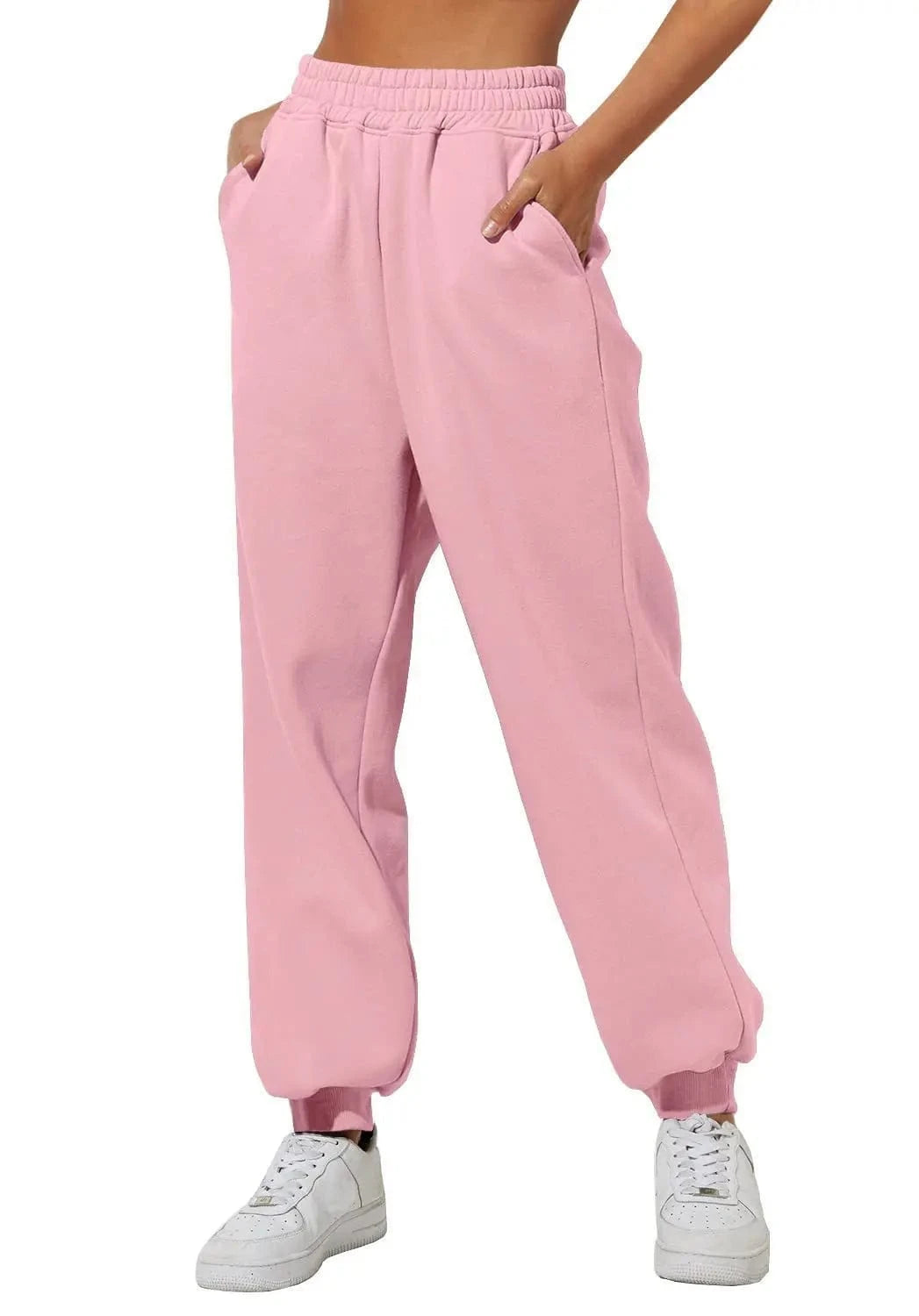 Women's high waist loose sweatpants Comfortable high belt pocket jogging pants casual sweatpants