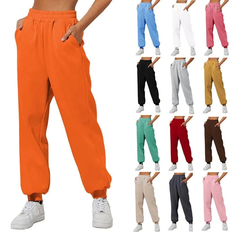 Women's high waist loose sweatpants Comfortable high belt pocket jogging pants casual sweatpants