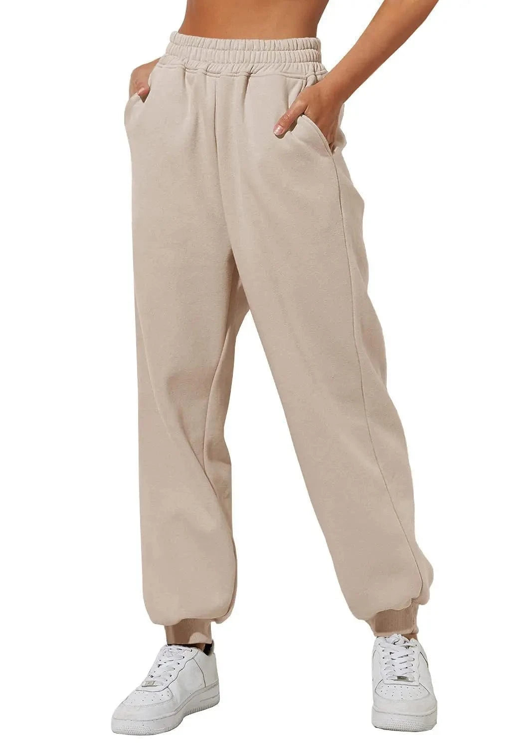 Women's high waist loose sweatpants Comfortable high belt pocket jogging pants casual sweatpants