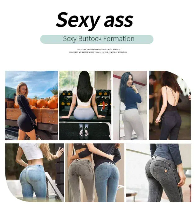 Women's High-Waist Skinny Jeans Vintage Button High Stretch Straight Leg Casual Trousers Backless Slim Fit Hip Lifting Pants