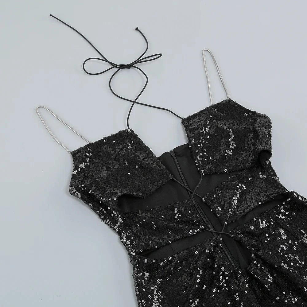 Women's Luxury Wedding Party Maxi Long Dress Christmas Hollow out Backless Squines Runway Celebrity Evening Prom Gowns Vestidos