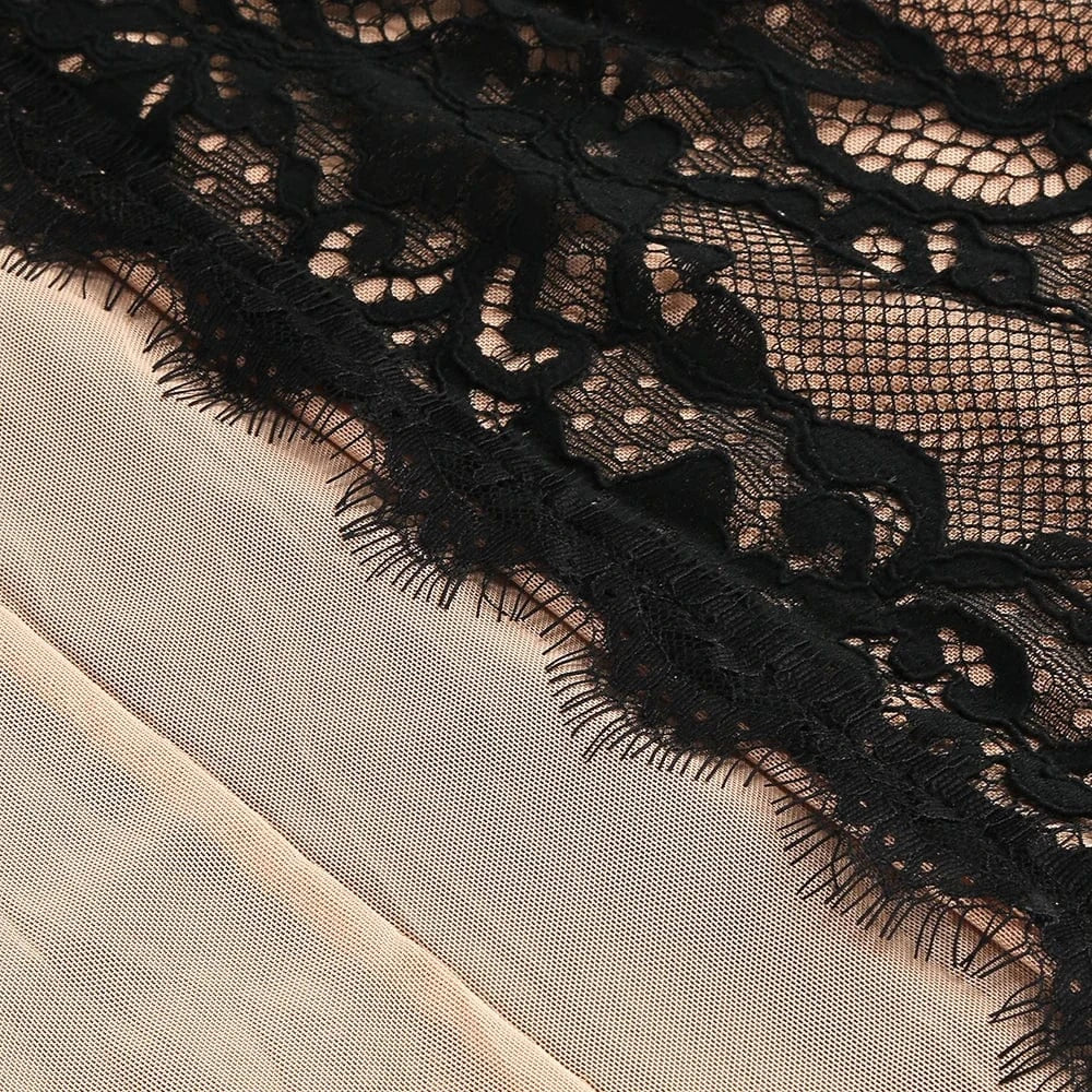 Women's Maxi Lace Cut Out Long Dress Sexy Backless High Split Long-Sleeves Deep V-Neck Celebrity Slim Party Wedding Morning Gown