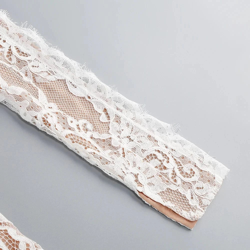 Women's Maxi Lace Cut Out Long Dress Sexy Backless High Split Long-Sleeves Deep V-Neck Celebrity Slim Party Wedding Morning Gown