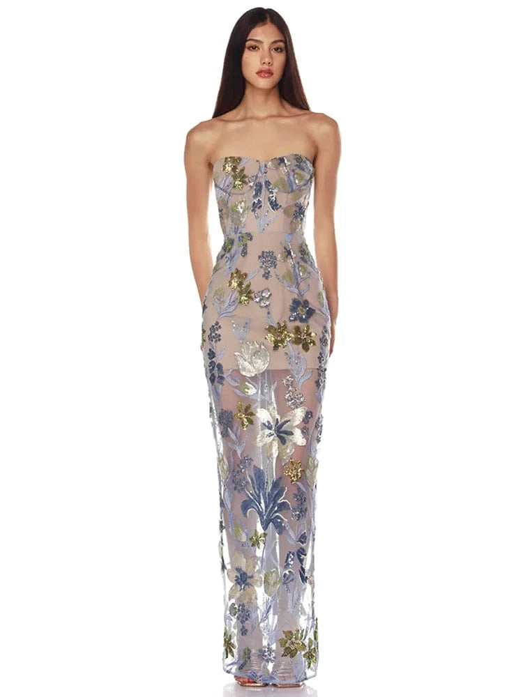 Women's Maxi Lace Cut Out Long Dress Sexy Backless High Split Long-Sleeves Deep V-Neck Celebrity Slim Party Wedding Morning Gown