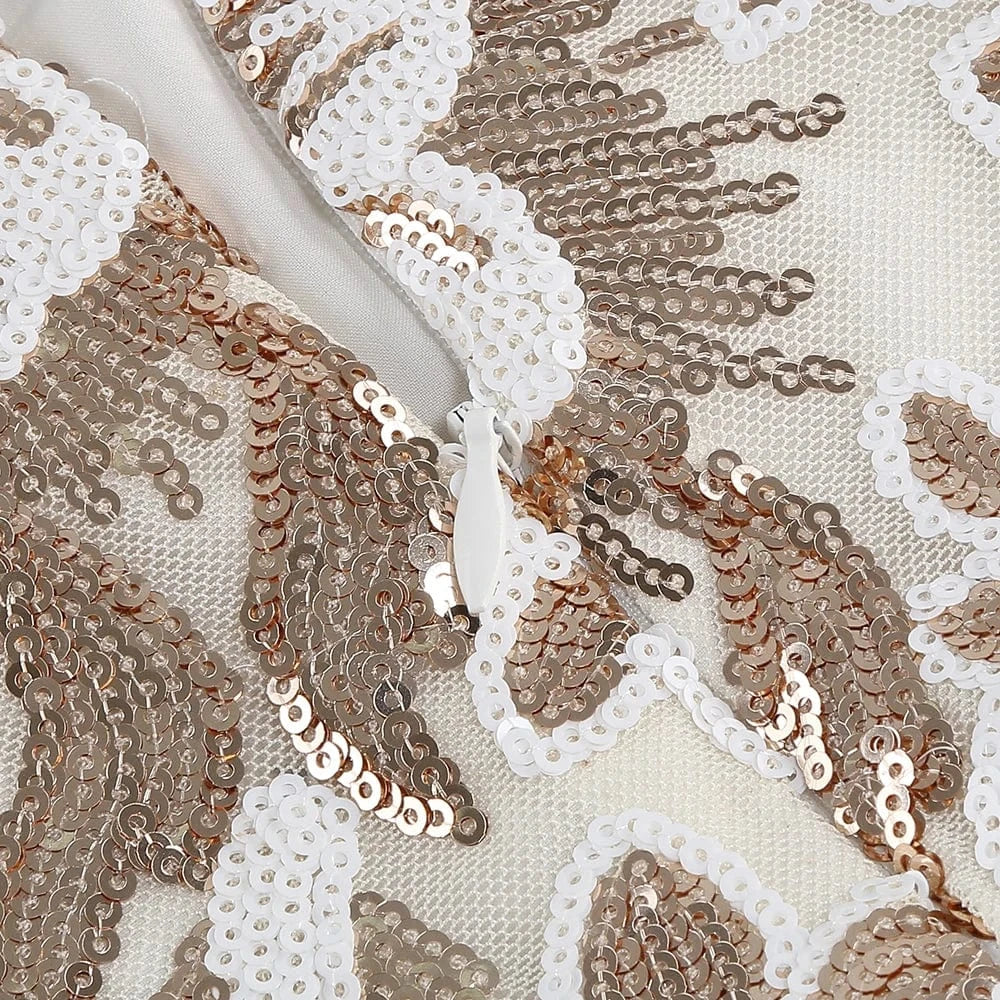 Women's New Round Neck Sleeveless Ruffle Sexy Halter Hollow Out Mini Dress Niche Sequins Beaded Luxury Evening Party Dress