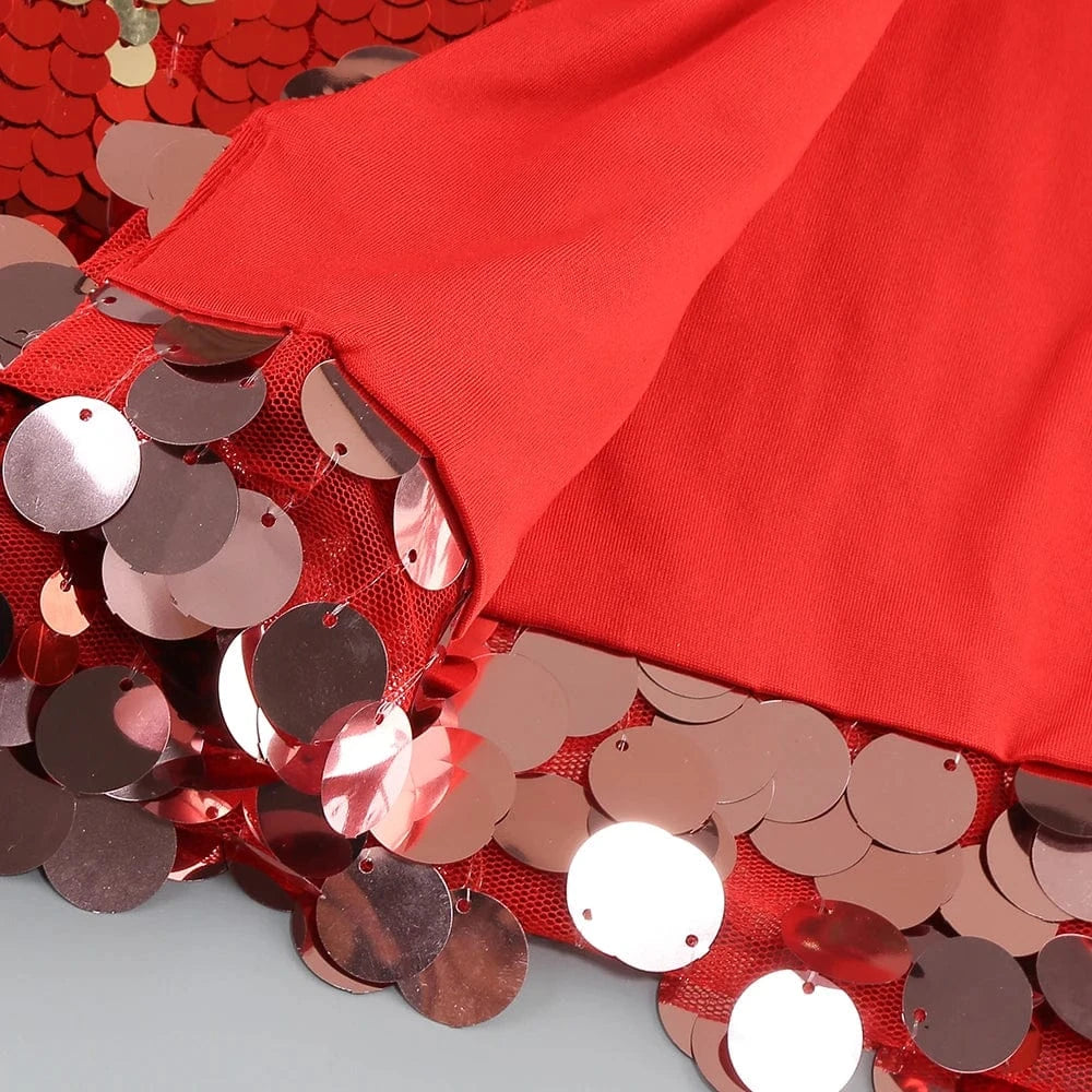 Women's New Stylish Sleeveless Slim Sequin Feather Patchwork Wrap Calf Length Dress Luxurious Evening Party Dress