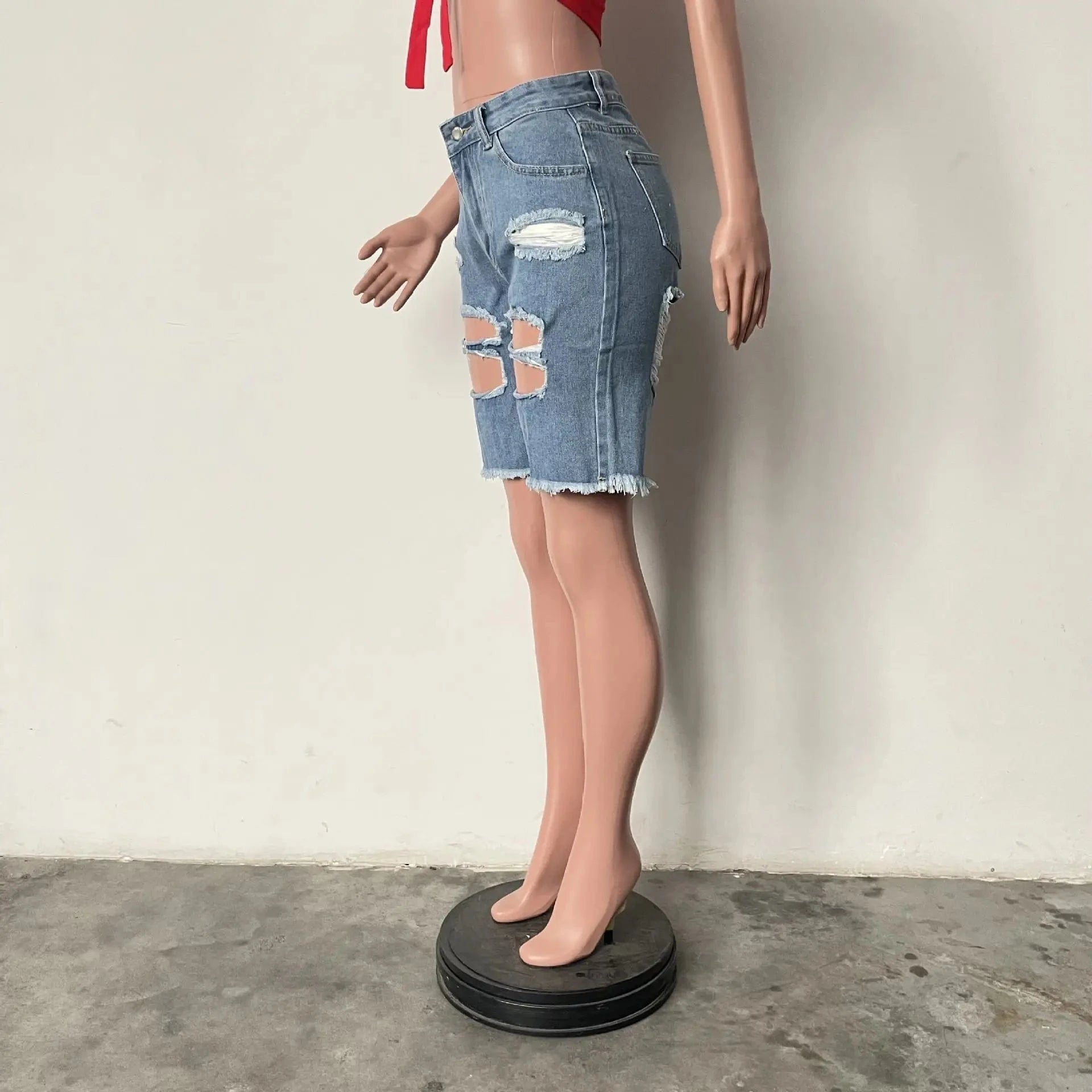 Women's Pants Distressed Jeans Denim Shorts Pants Ladies Jeans Cut Out Ripped Holes Women Jeans trousers